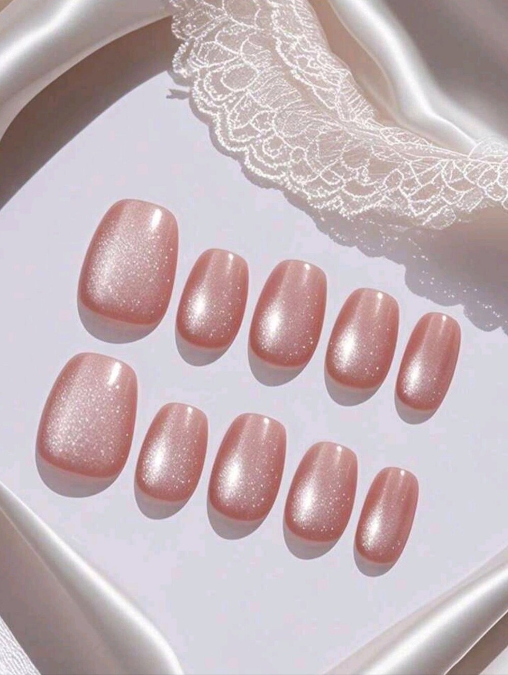 10 Nail Hand Made Style Cat Eye Color Size S